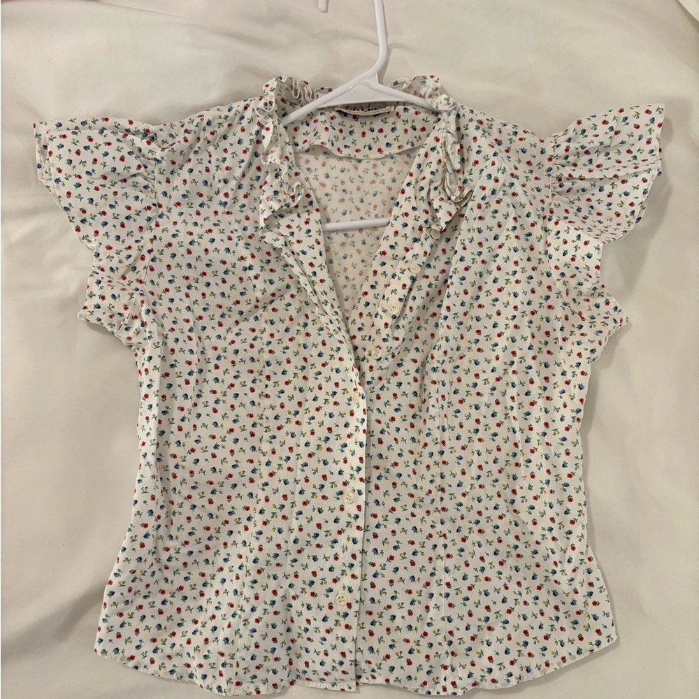 Chic Floral Cap Sleeve Blouse